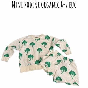 Mini rodini 7-8 organic cotton elephant sweatshirt and shorts bundle